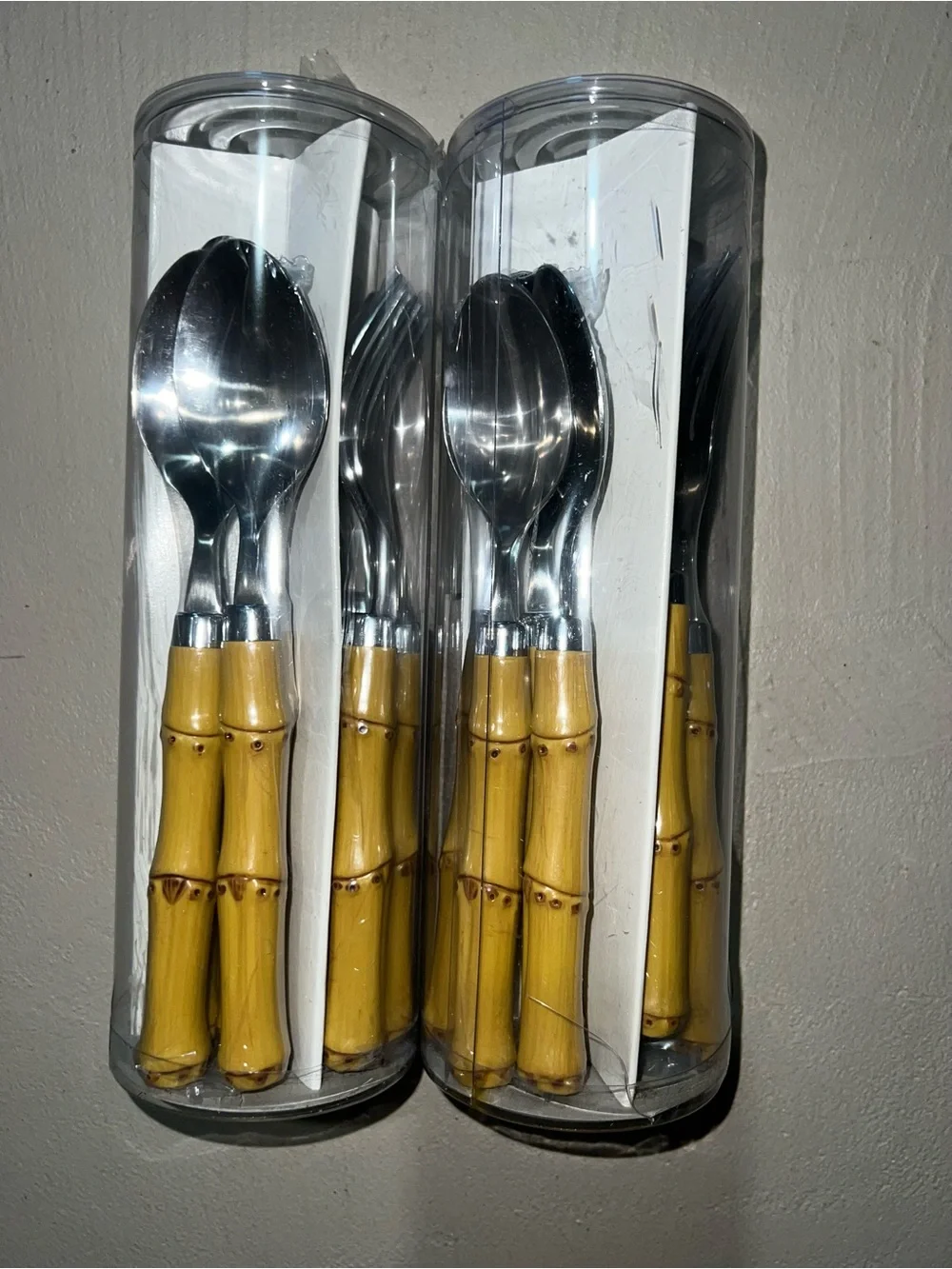 Target Bamboo-Style Handle Flatware Set in Yellow and Silver - 12-Piece